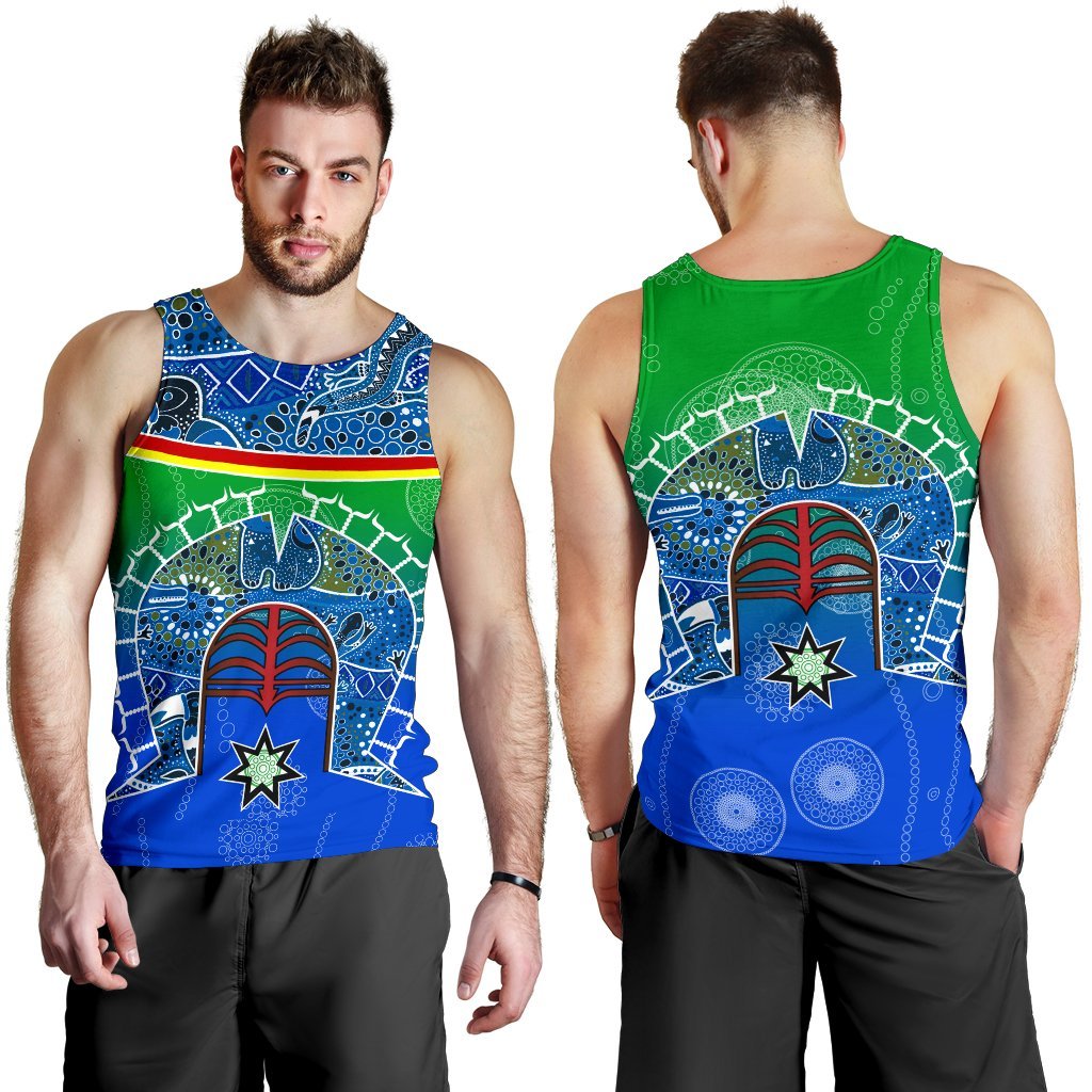 Men's Tank - Torres Strait Symbol With Aboriginal Patterns - Vibe Hoodie Shop