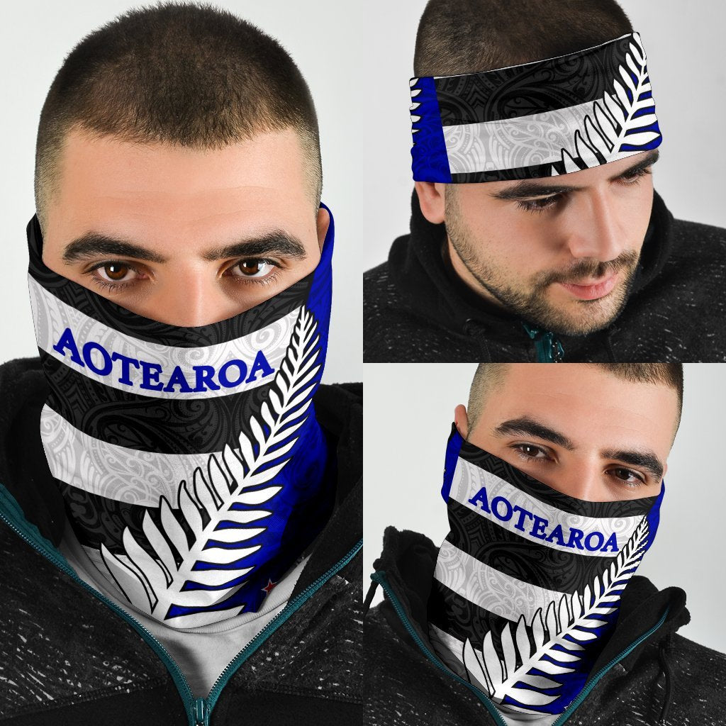 Aotearoa - New Zealand Silver Fern Pattern Maori Bandana - Vibe Hoodie Shop