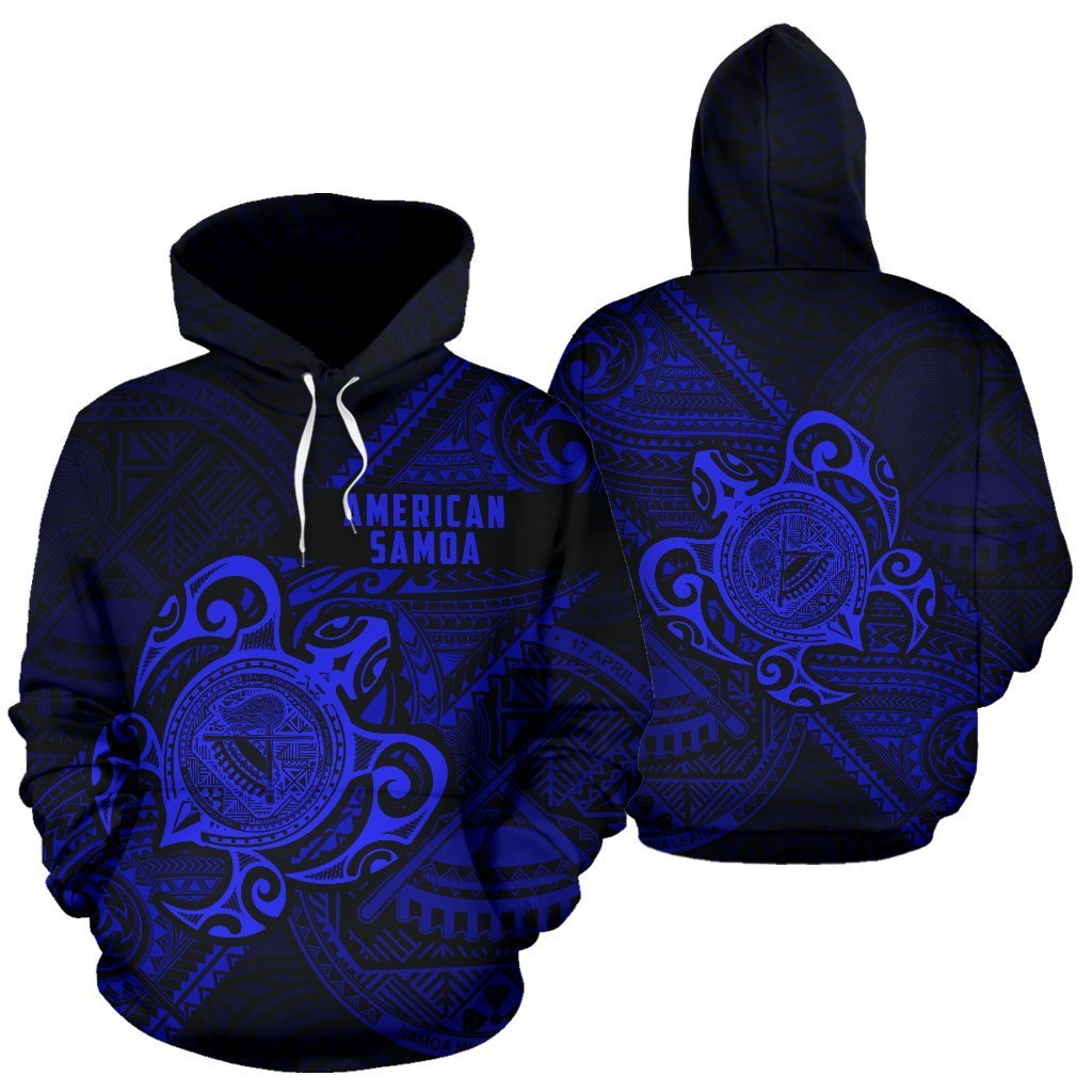 American Samoa Hoodie Turtle Mix Coat Of Arms - Polynesia Diagonal Line Style - Vibe Hoodie Shop