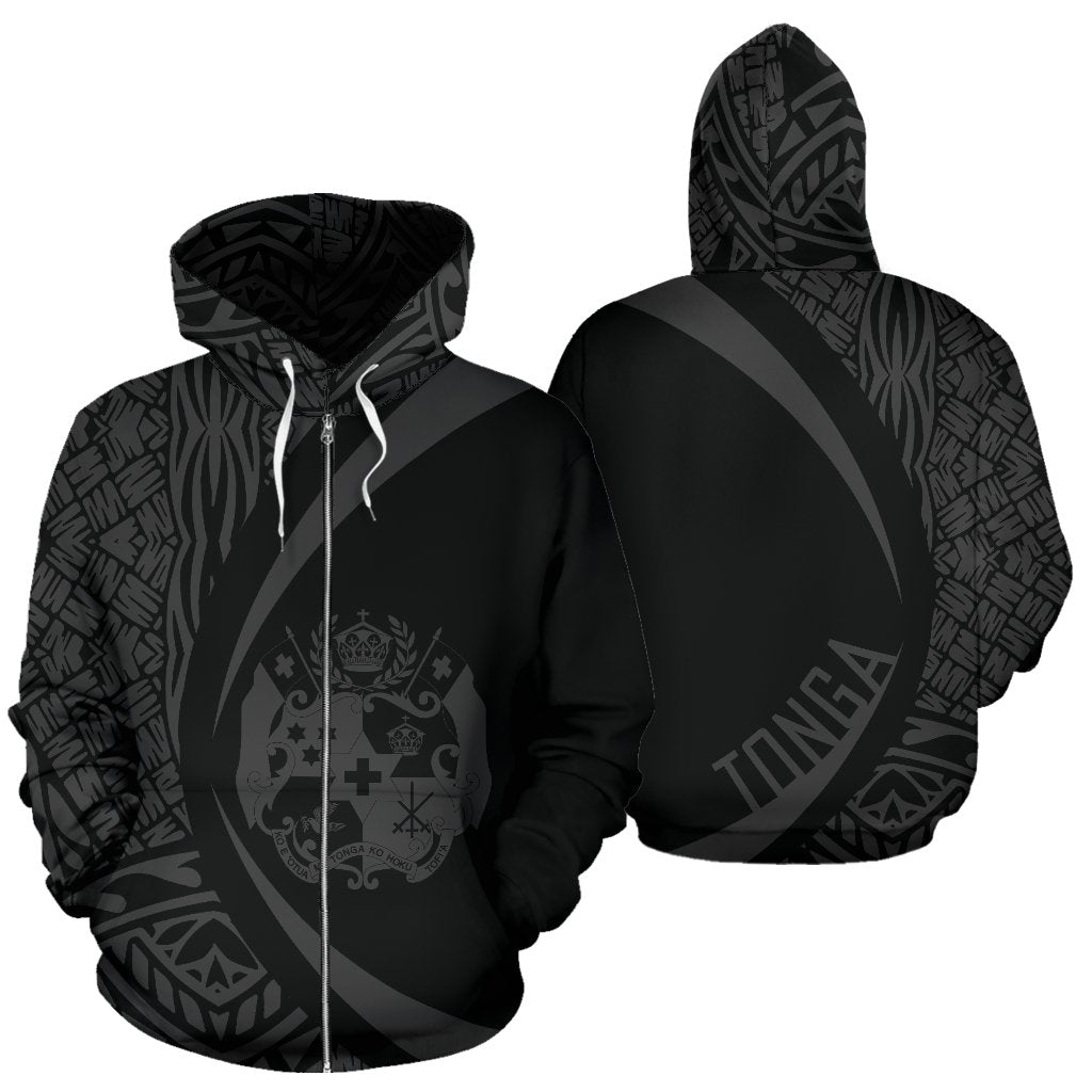 Zip Up Hoodie Tonga Polynesian Up Custom - Circle - Vibe Hoodie Shop