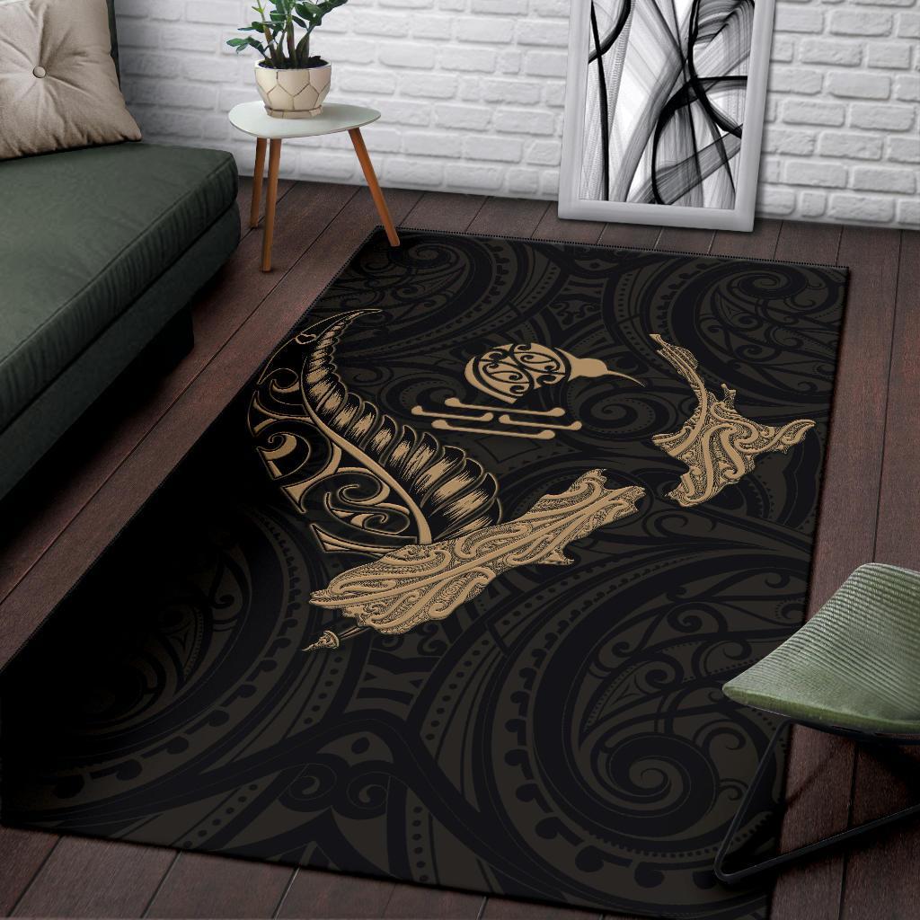 New Zealand Heart Area Rug - Map Kiwi Mix Silver Fern Gold - Vibe Hoodie Shop