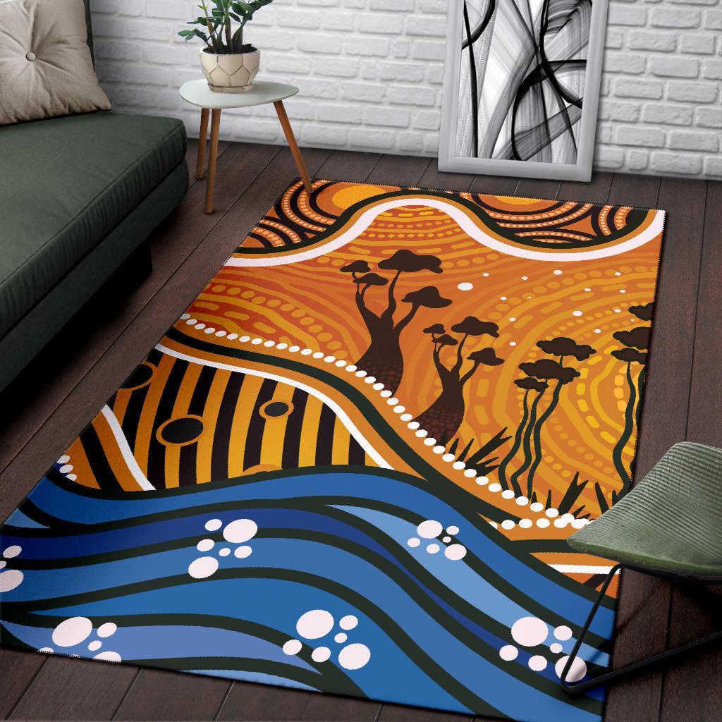 Aboriginal Area Rug - Boab Tree Dot Painting Art Vero2 - Vibe Hoodie Shop