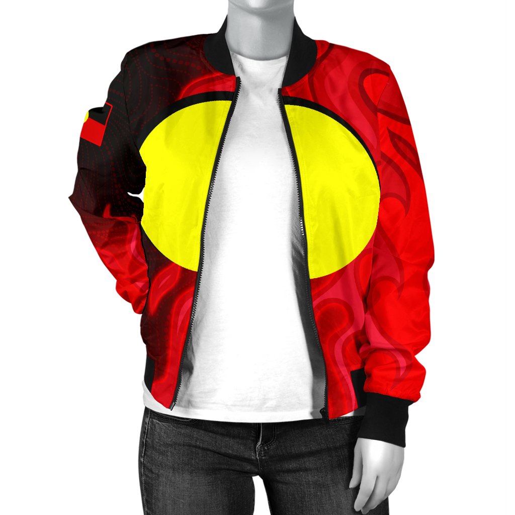 Bomber Jacket - Aboriginal Patterns Jacket Sun Australia Flame - Women - Vibe Hoodie Shop