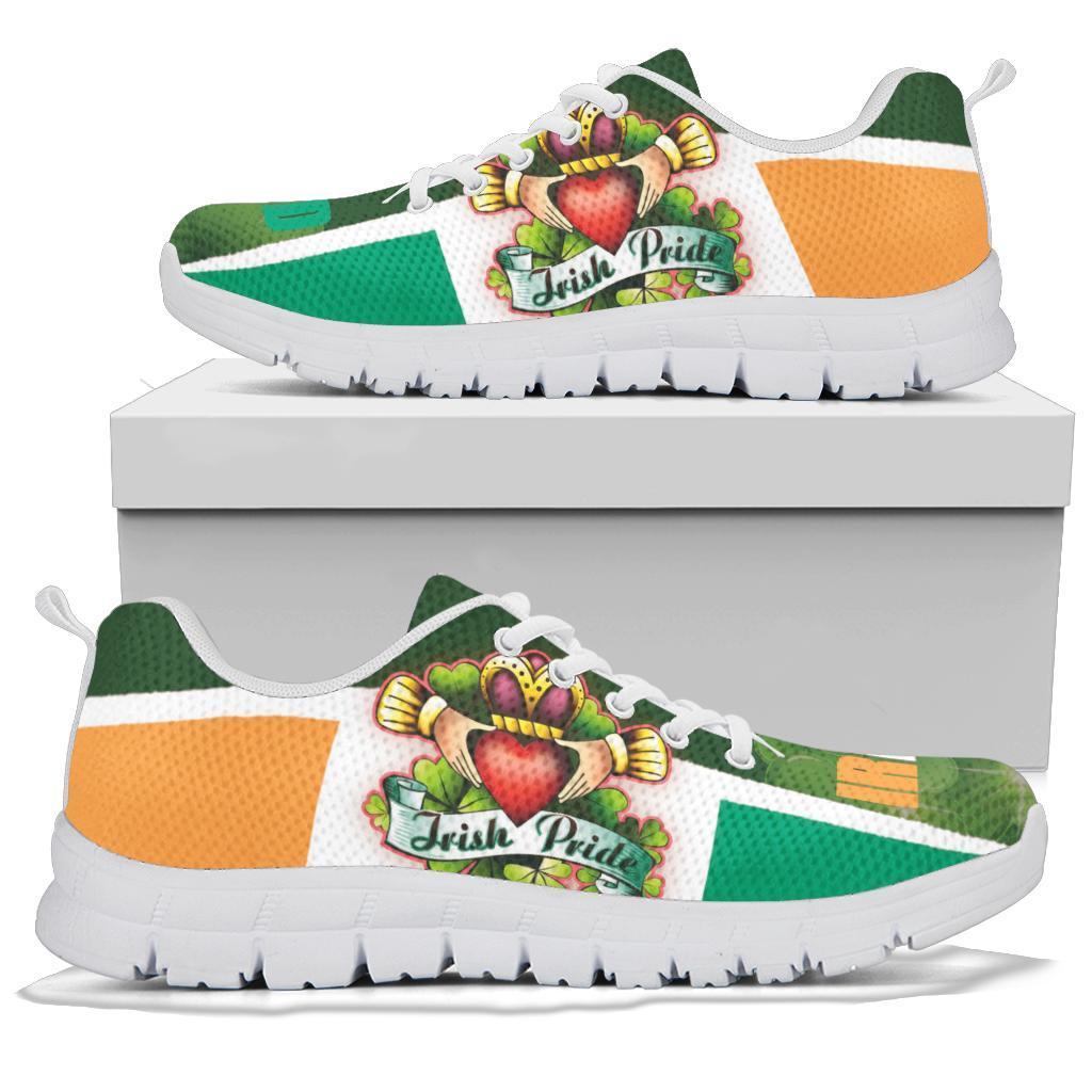 Irish Pride Sneakers - Ireland Flag With Claddagh Ring - Vibe Hoodie Shop