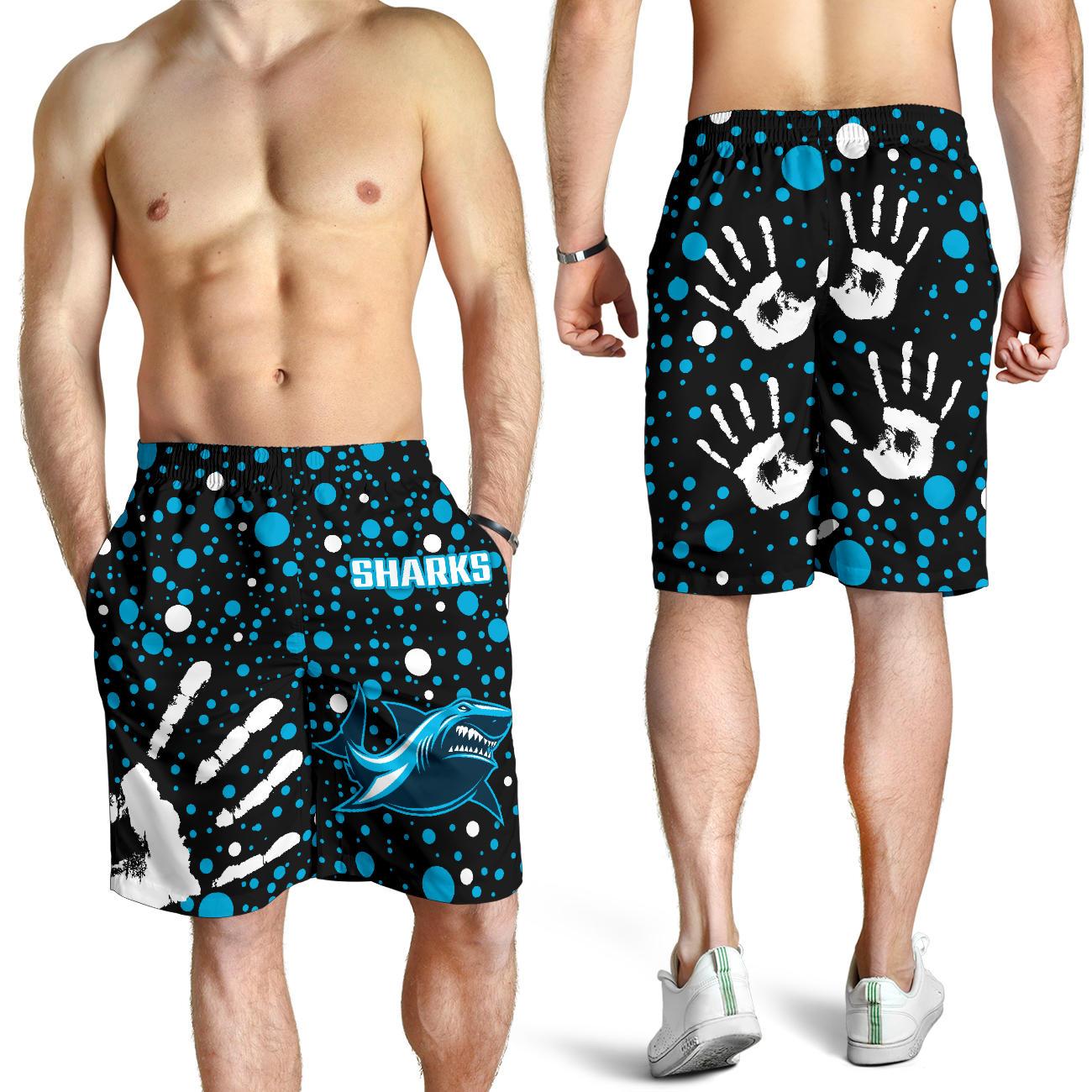 Sharks Indigenous Men's Shorts Minimalism Version - Vibe Hoodie Shop