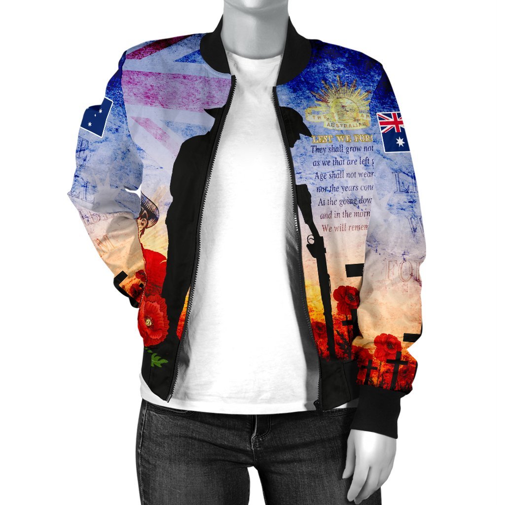 ANZAC Women's Bomber Jacket - ANZAC 2020 Lest We Forget The Australian Army - Vibe Hoodie Shop