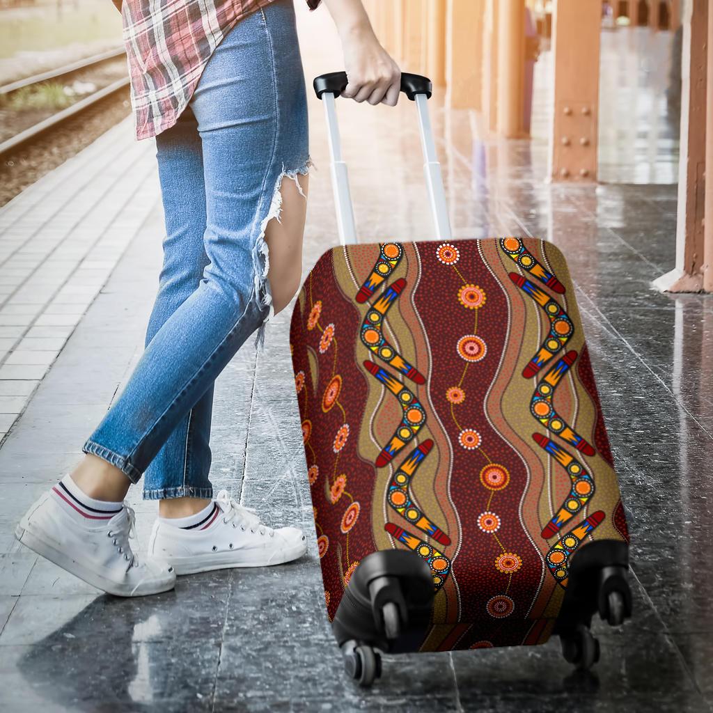 Luggage Cover - Aboriginal Luggage Cover Boomerang Patterns - Unisex - Vibe Hoodie Shop