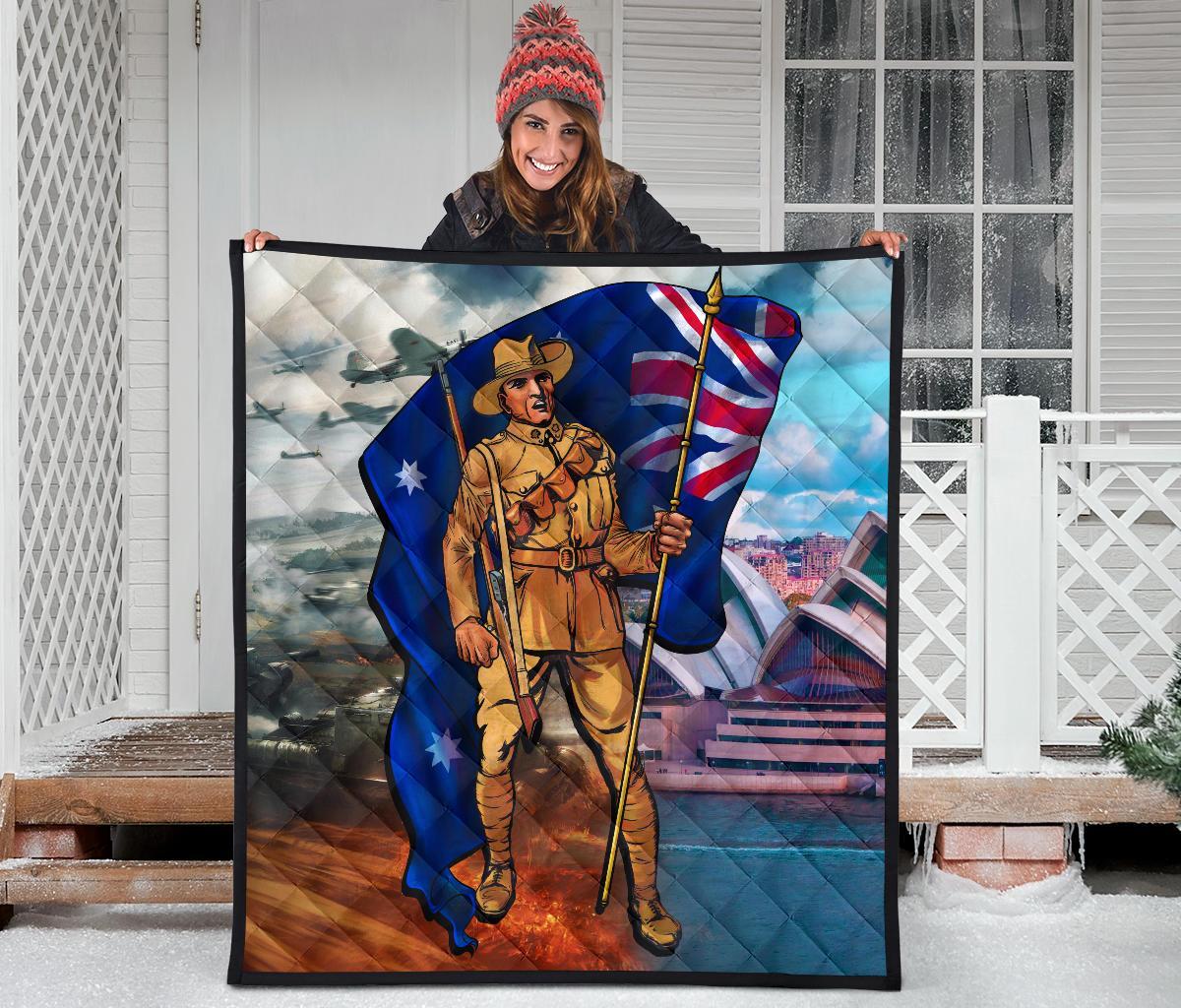 ANZAC Premium Quilt - Australian Soldier - Vibe Hoodie Shop