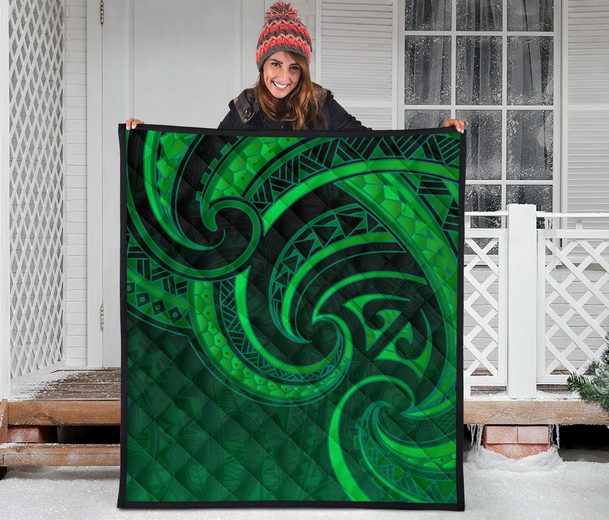 New Zealand Maori Mangopare Premium Quilt Polynesian - Green - Vibe Hoodie Shop