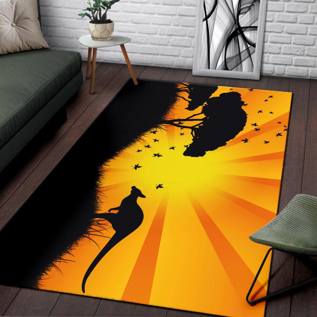 Area Rug - Kangaroo Rug Sunset Landscape Art - Vibe Hoodie Shop