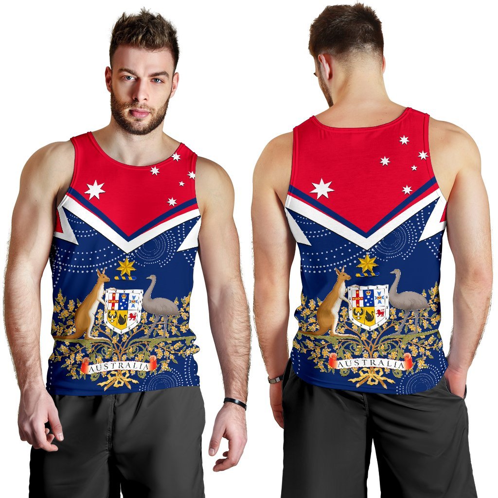 Men's Tank Top - Australian Coat Of Arms Flag Color - Vibe Hoodie Shop