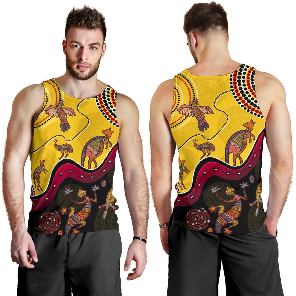 Aboriginal Tank Top - Indigenous Animals Life Art - Men - Vibe Hoodie Shop