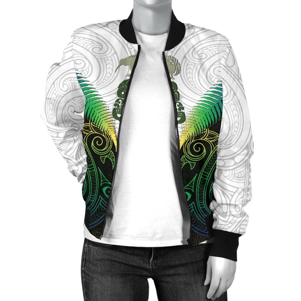 Maori Manaia New Zealand Women Bomber Jacket Rasta - Vibe Hoodie Shop