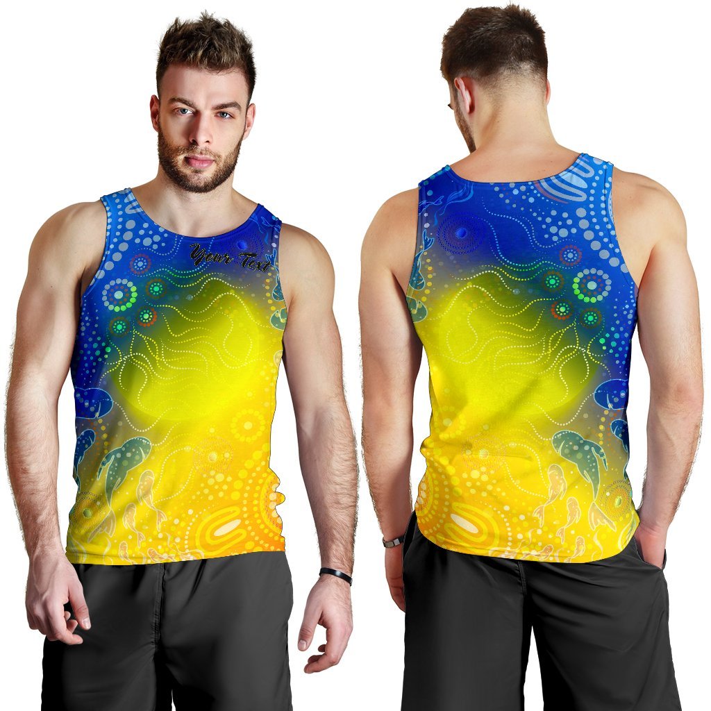 Custom Text Aboriginal Men's Tank Top - Indigenous Fishing - Vibe Hoodie Shop