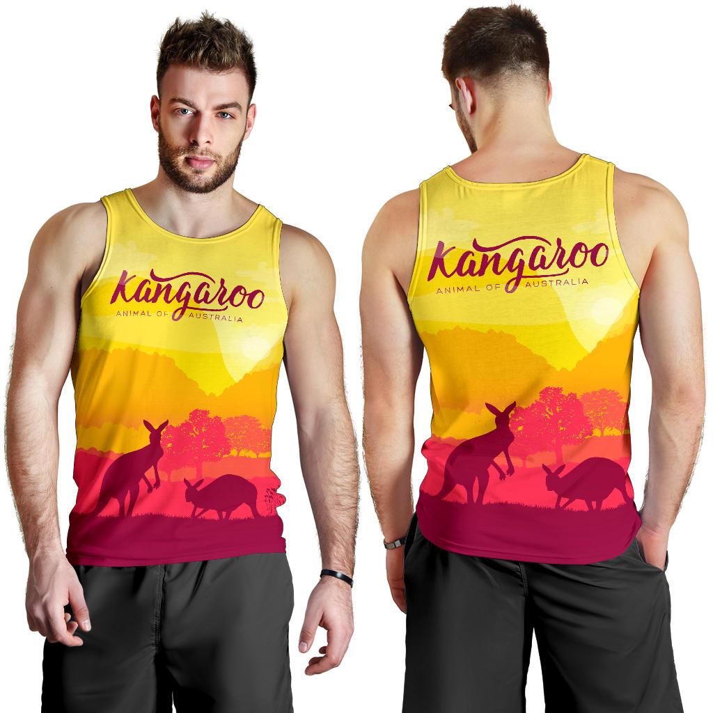 Men Tank Top - Kangaroo Mens Tank Morning Uluru - Vibe Hoodie Shop