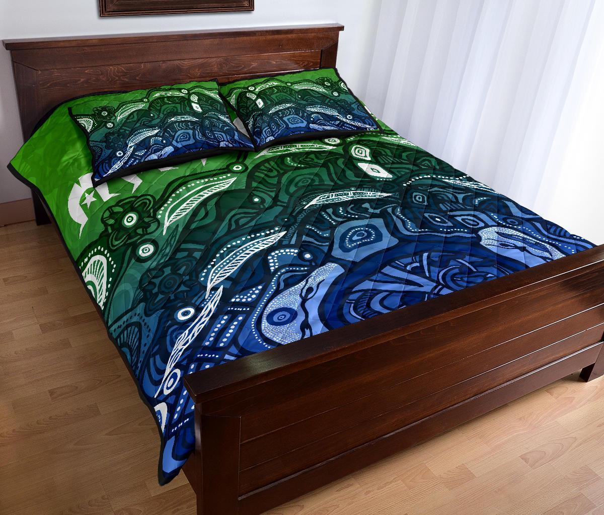 Torres Strait Islands Quilt Bed Set - Blue - Vibe Hoodie Shop