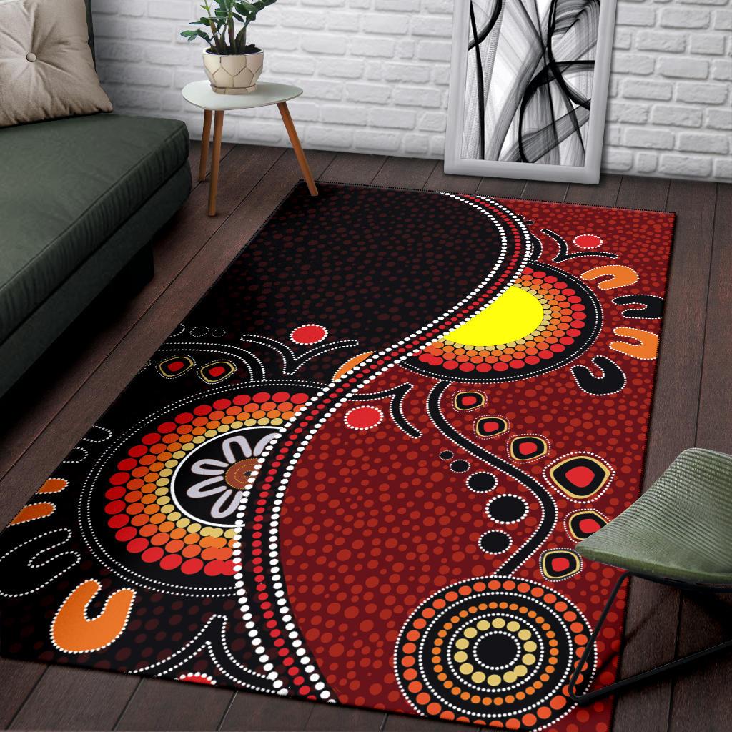 Aboriginal Area Rug - Australia Flag Dot Painting Art - Vibe Hoodie Shop