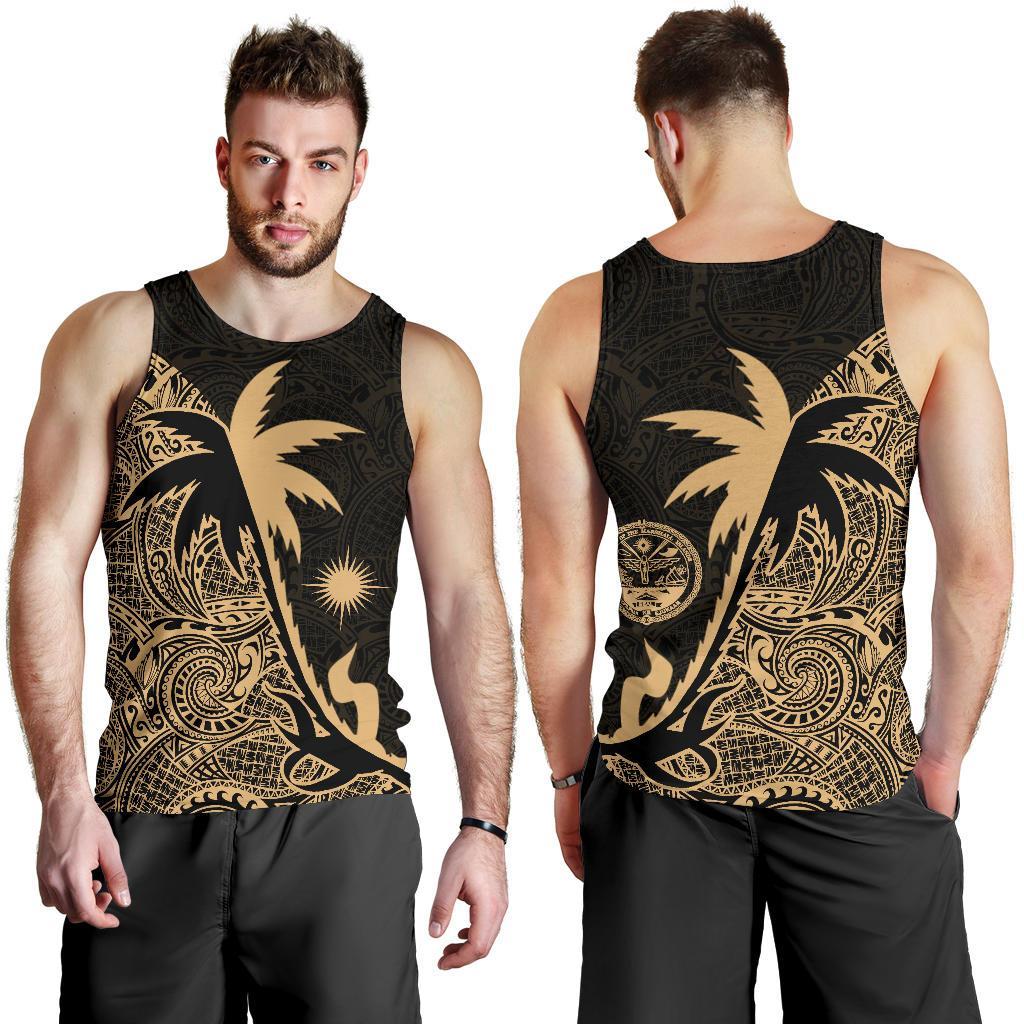 Marshall Islands Coconut Tree Men's Tank Top Gold - Vibe Hoodie Shop