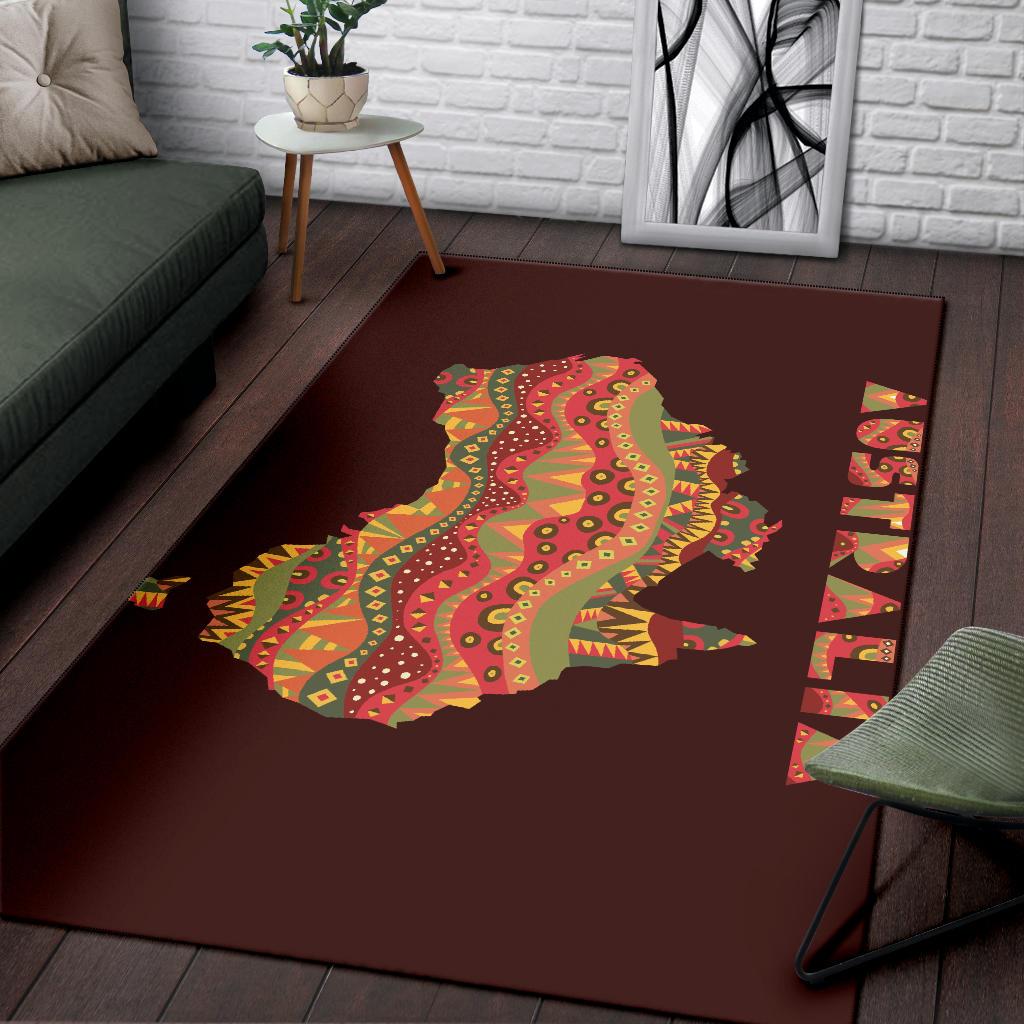 Area Rug - Australia Map Rug Aboriginal Patterns - Vibe Hoodie Shop