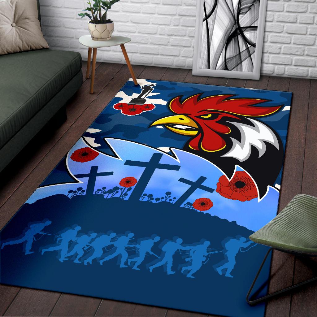 Roosters ANZAC Day Area Rug Military - Blue - Vibe Hoodie Shop