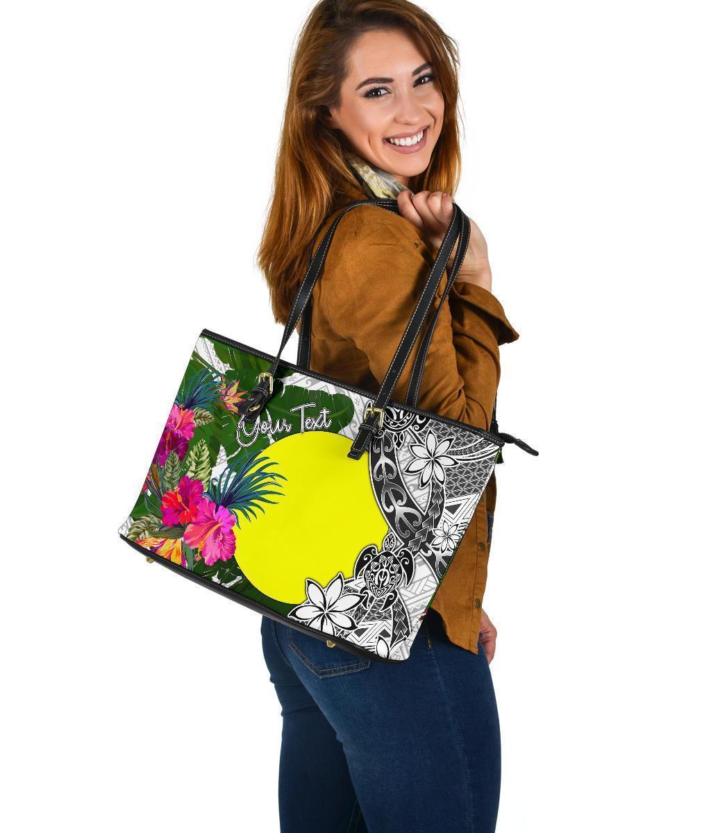 palau-custom-personalised-large-leather-tote-white-turtle-plumeria-banana-leaf