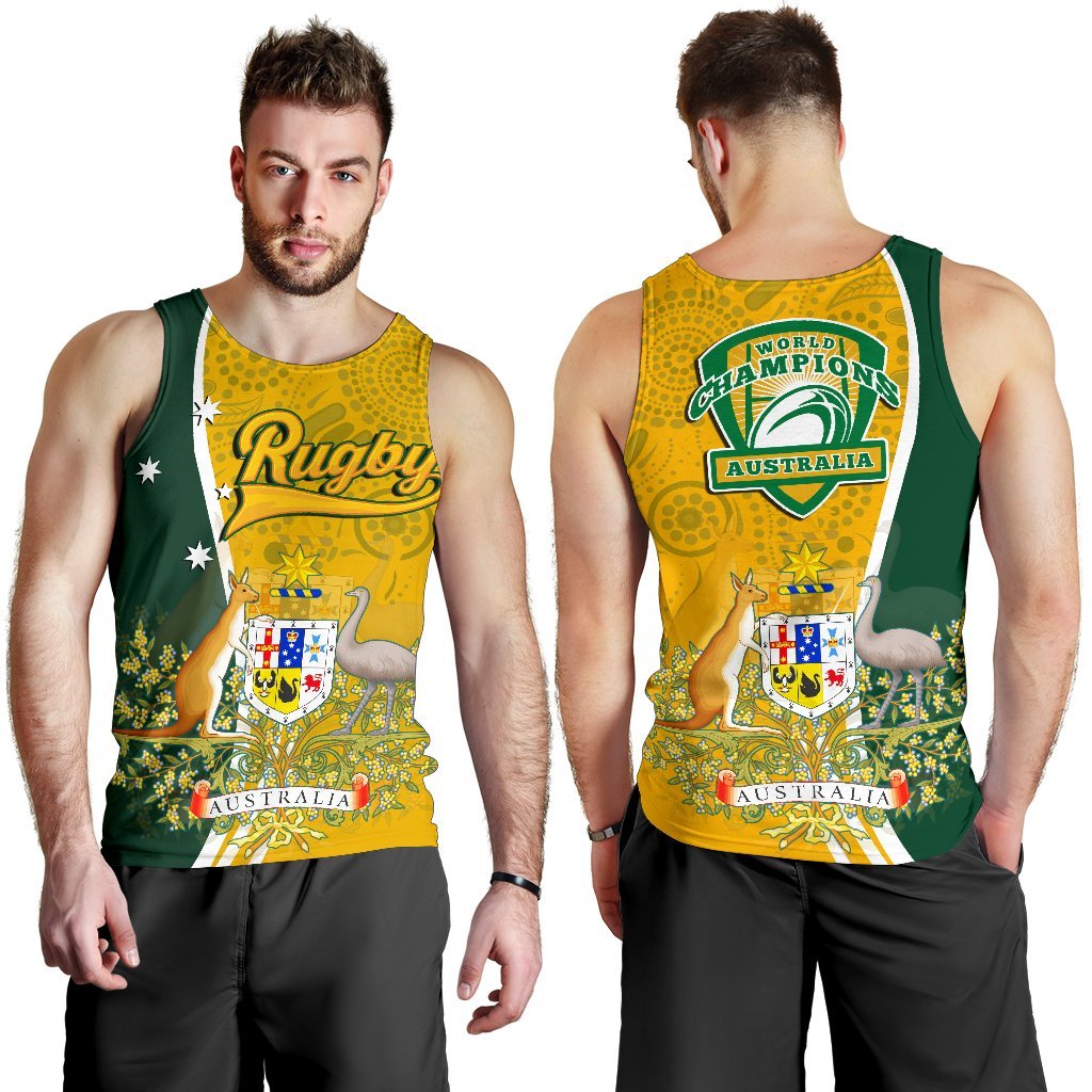 Men's Tank Top - Australia Coat Of Arm In Rugby Style - Vibe Hoodie Shop