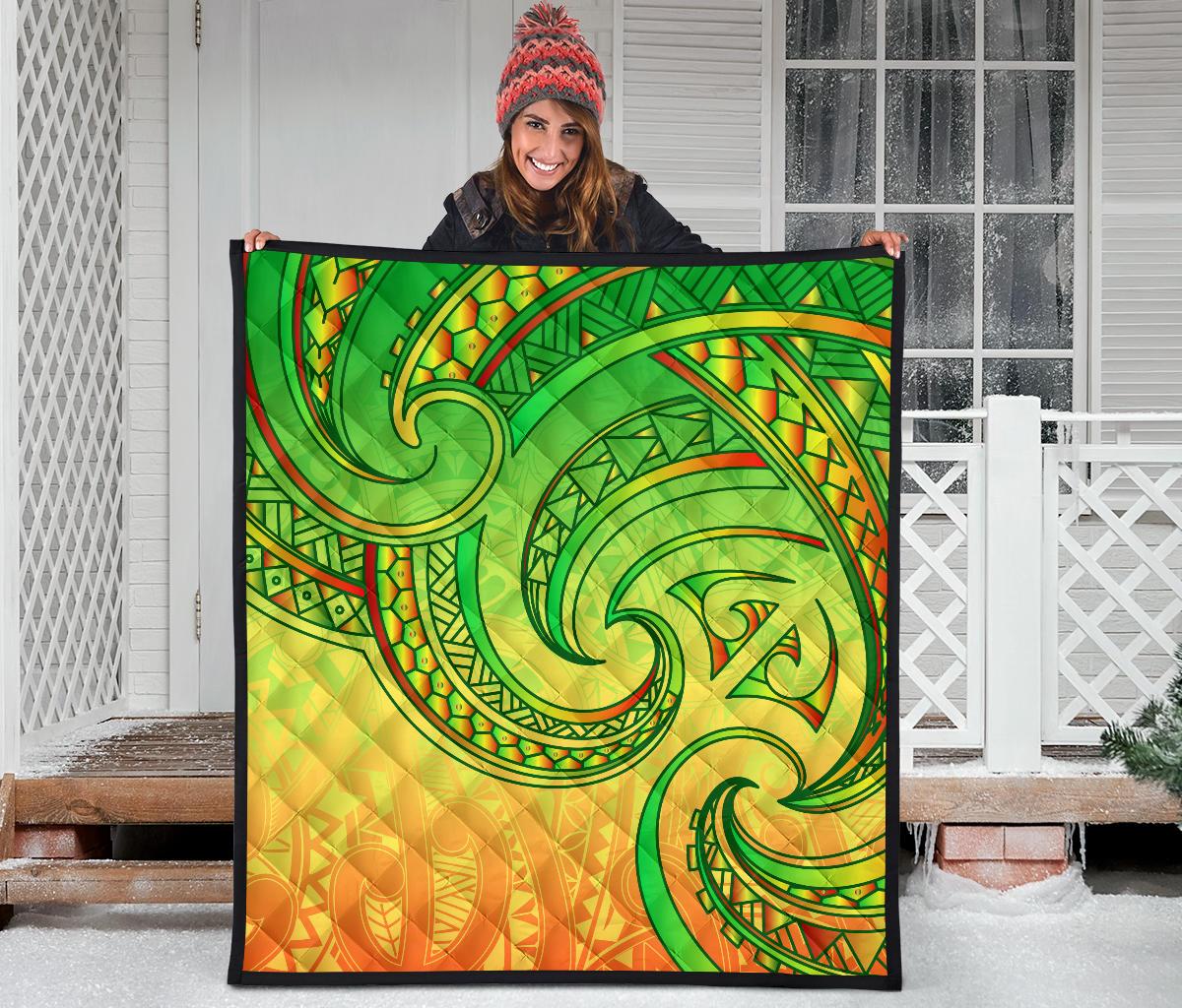 New Zealand Maori Mangopare Premium Quilt Polynesian - Rasta - Vibe Hoodie Shop