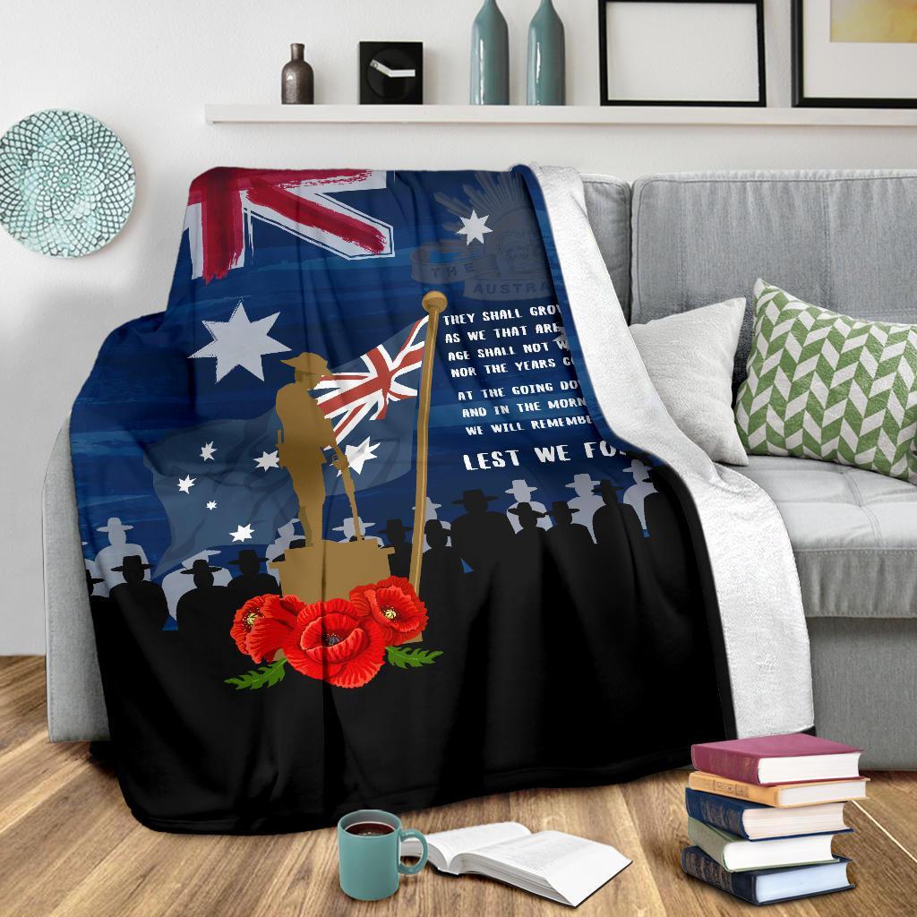 ANZAC Premium Blanket - Always Remember Australian ANZAC Day - Vibe Hoodie Shop