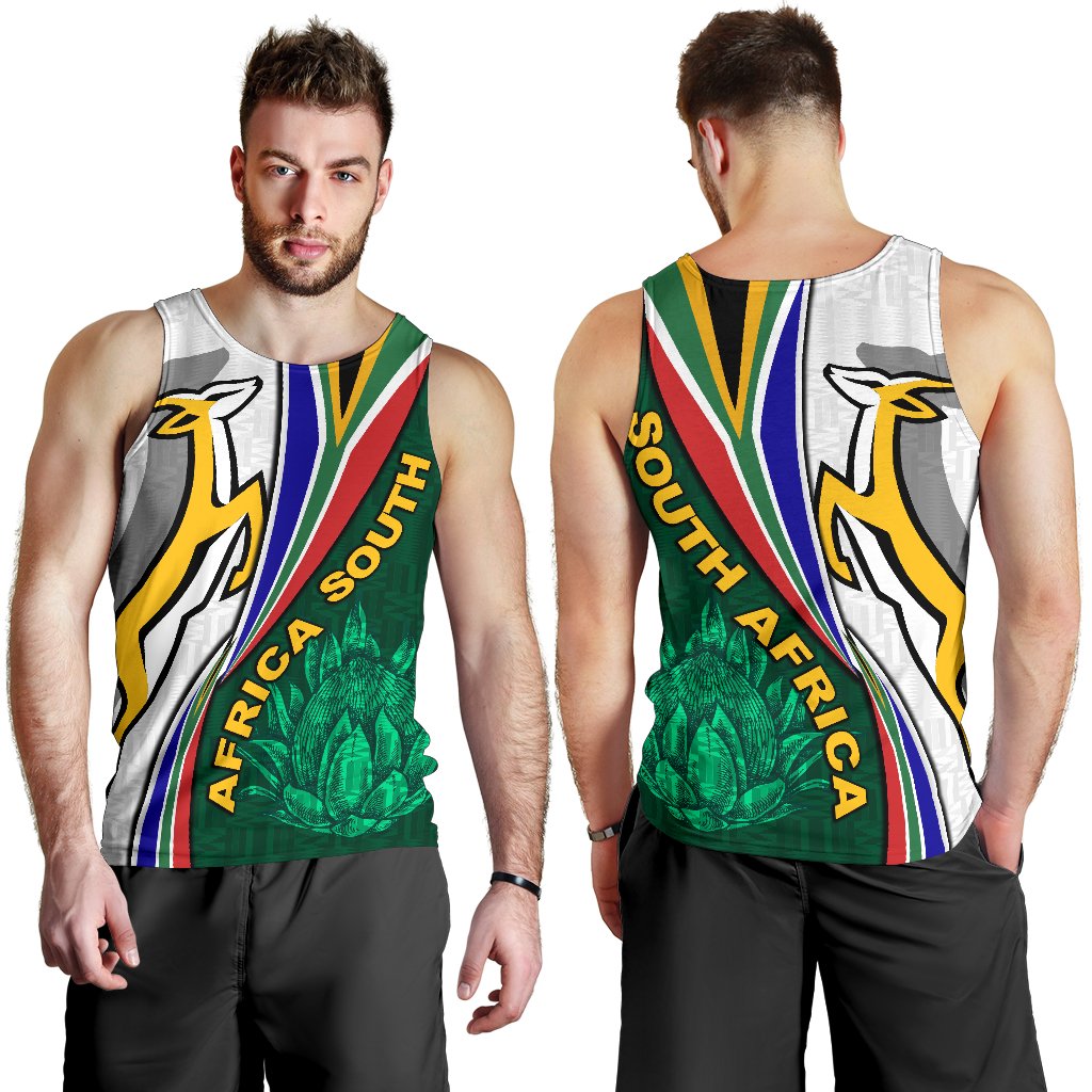 South Africa Men Tank Top Springboks Rugby Be Unique - White - Vibe Hoodie Shop