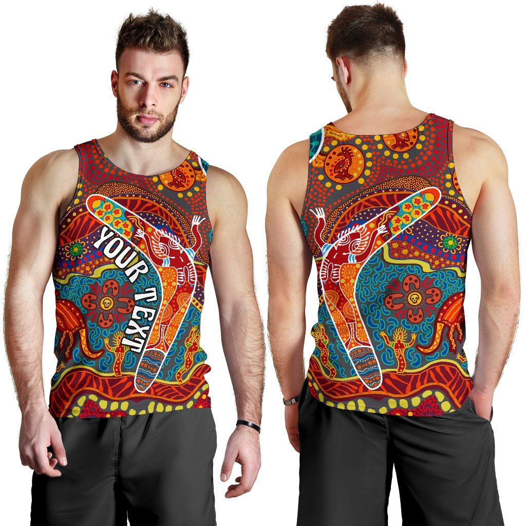 Aboriginal Personalised Men's Tank Top - Indigenous Boomerang - Vibe Hoodie Shop