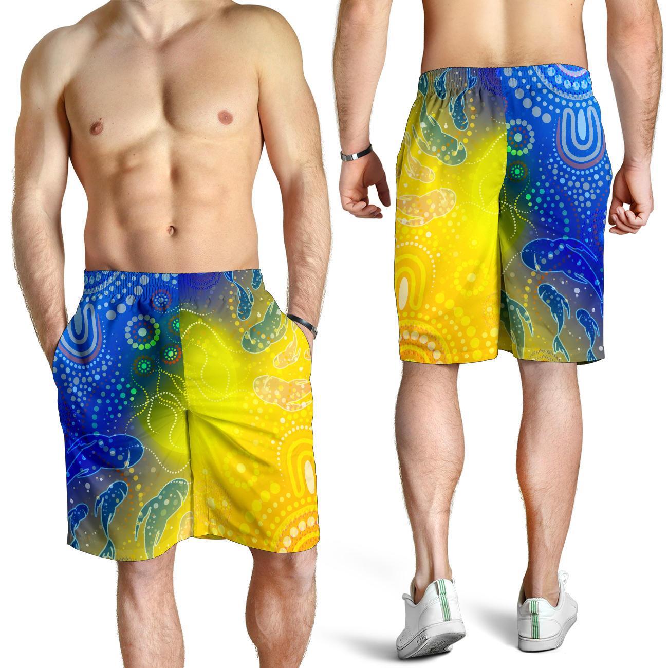 Aboriginal Men's Shorts - Indigenous Fishing - Vibe Hoodie Shop