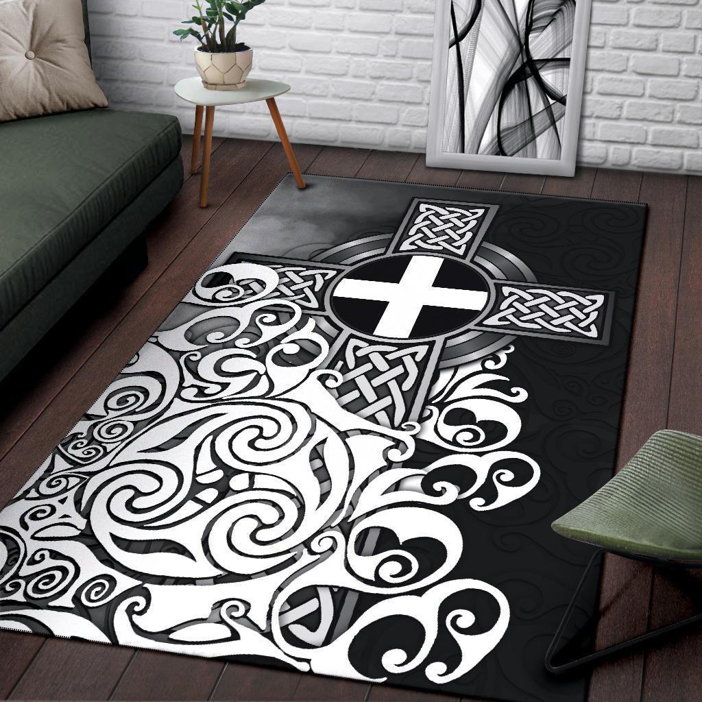 Cornwall Area Rug - Cornish Flag With Celtic Cross - Vibe Hoodie Shop