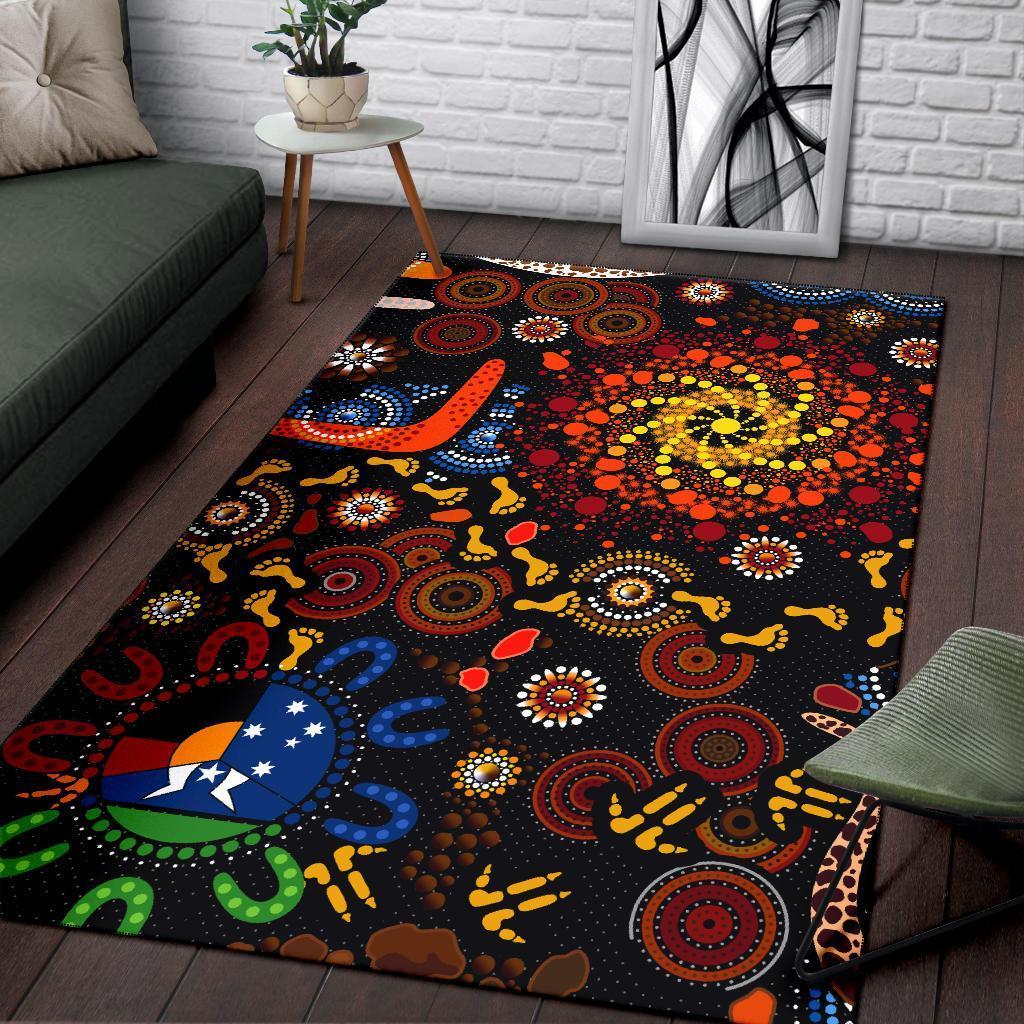 Vibe Hoodie Aboriginal Area Rug - Indigenous Footprints - RLT20 - Vibe Hoodie Shop