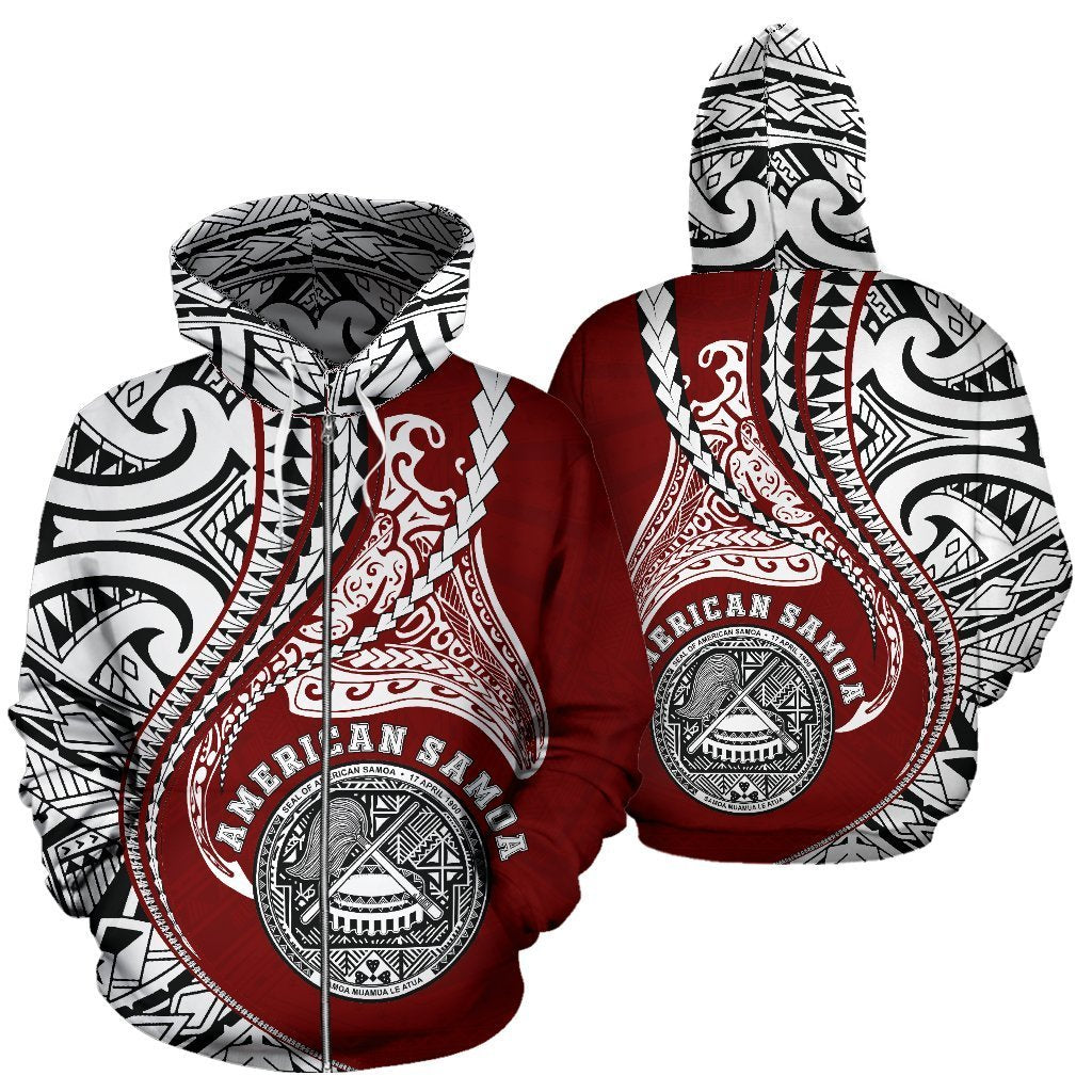 American Samoa Hoodie Kanaloa Tatau Gen As (Zip) (Red) - Vibe Hoodie Shop