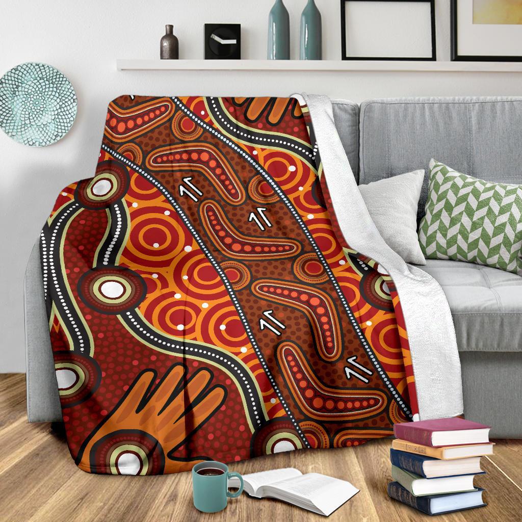 Aboriginal Preium Blanket - Indegenous Dot Painting Art - Vibe Hoodie Shop