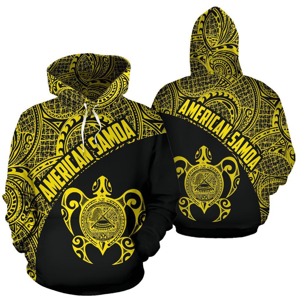 American Samoa Polynesian Hoodie Coat Of Arms In Turtle Yellow - Vibe Hoodie Shop