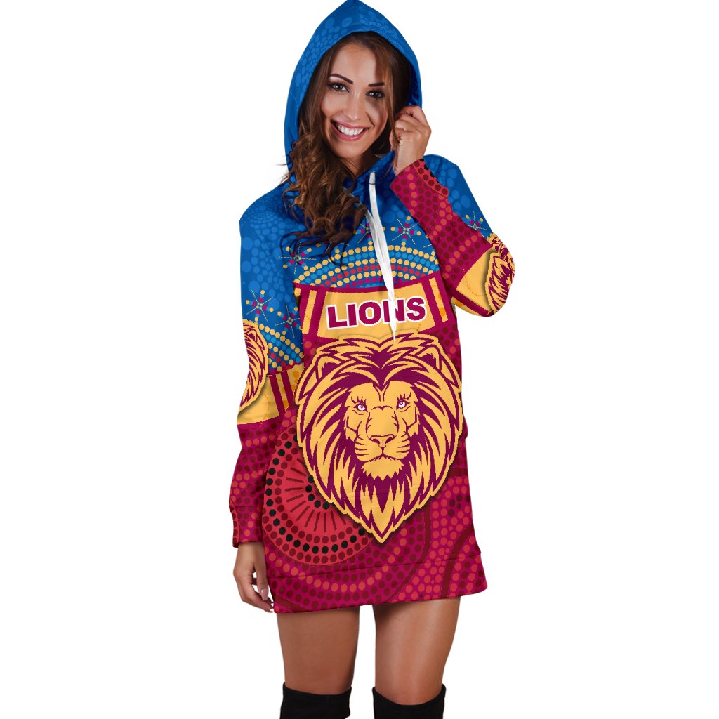 Brisbane Indigenous Women Hoodie Dress Proud Lions - Vibe Hoodie Shop