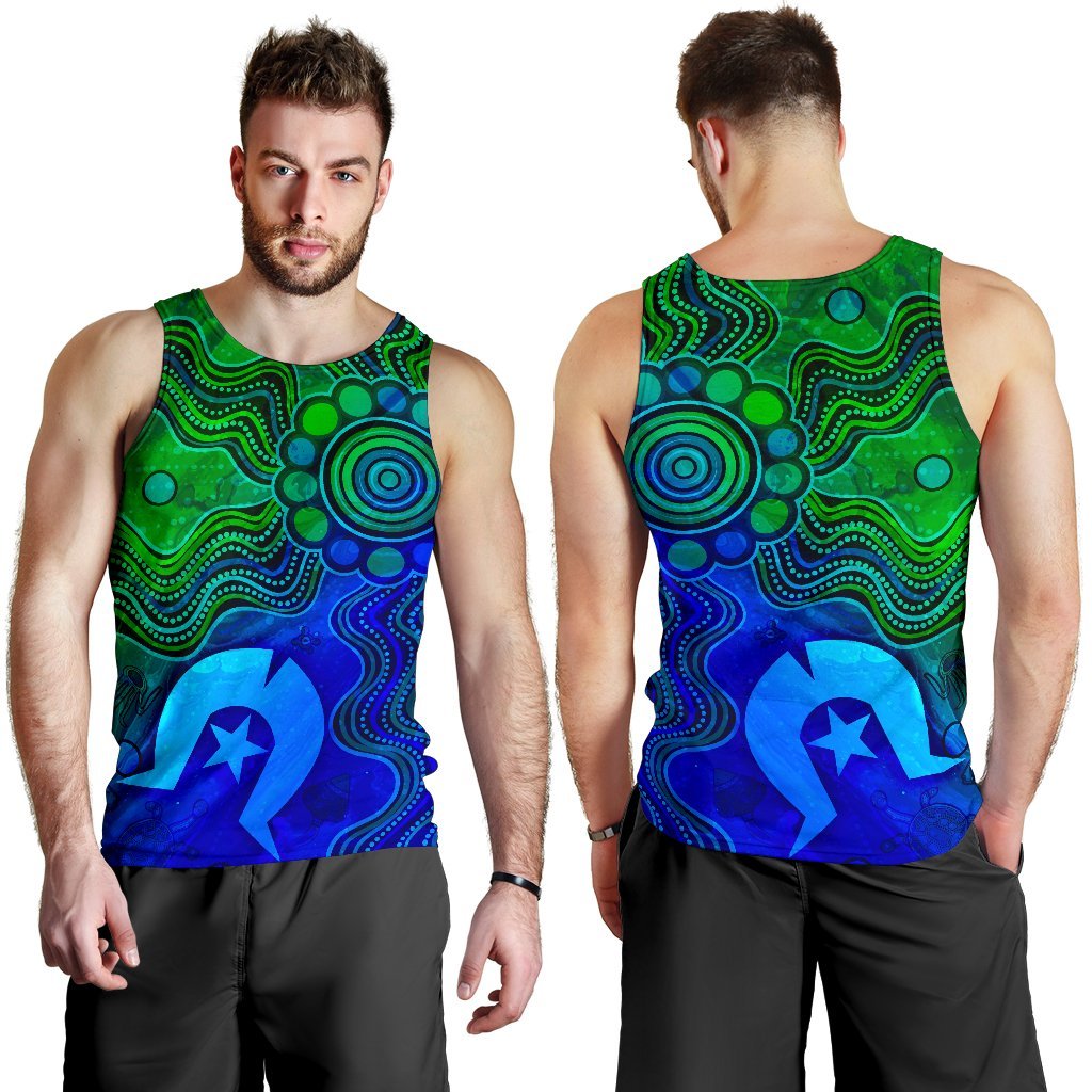 Aboriginal Men's Tank Top, Torres Strait Islands Flag - Vibe Hoodie Shop