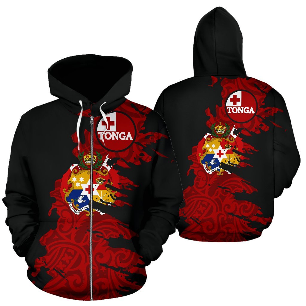 Zip Up Hoodie Tonga Painting Polynesian Zip Up Hoodie - Vibe Hoodie Shop