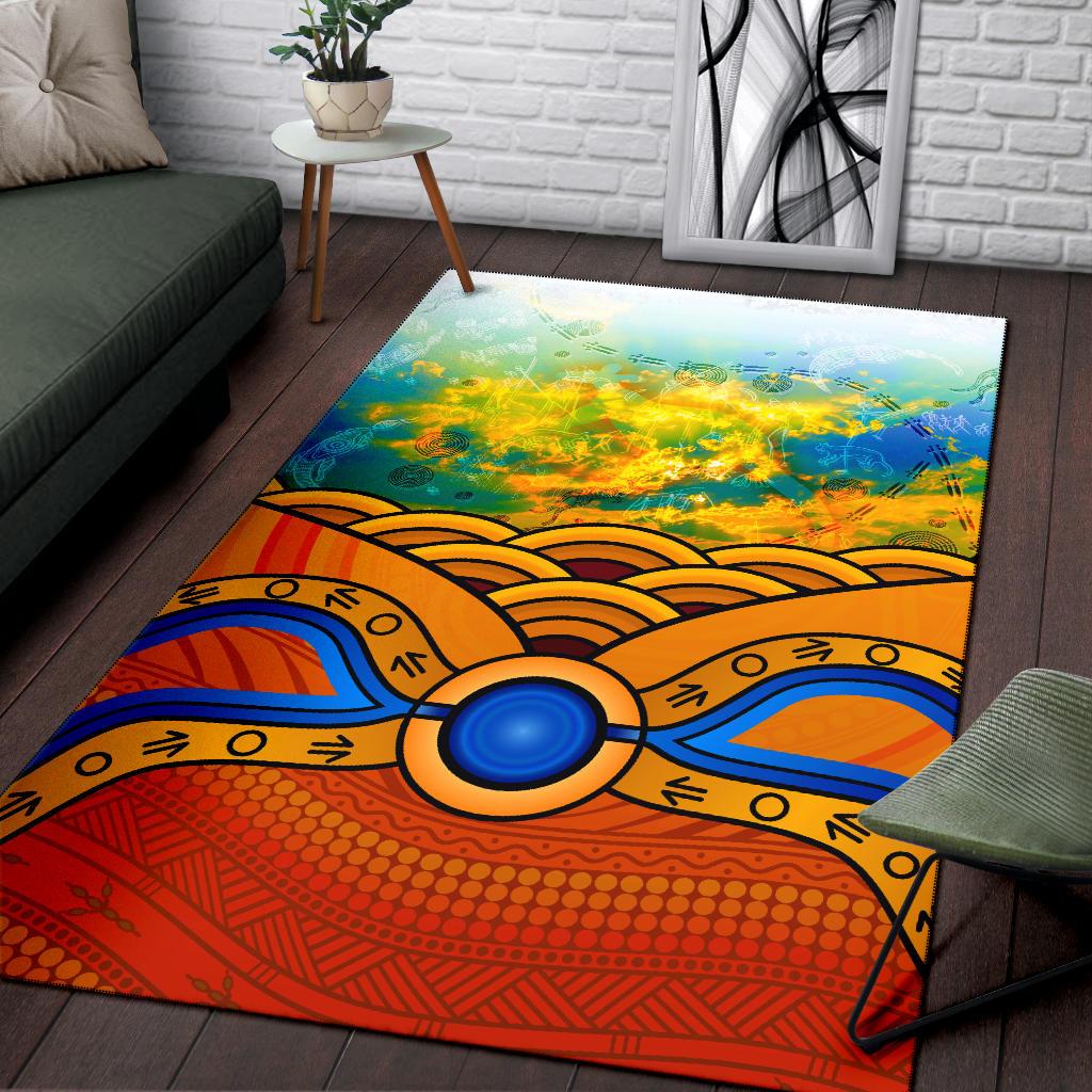 Aboriginal Area Rug, Australia Kangaroo Sky - Vibe Hoodie Shop