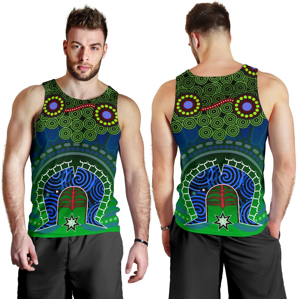 Torres Strait Men's Tank Top - Dhari And Dot Patterns - Vibe Hoodie Shop