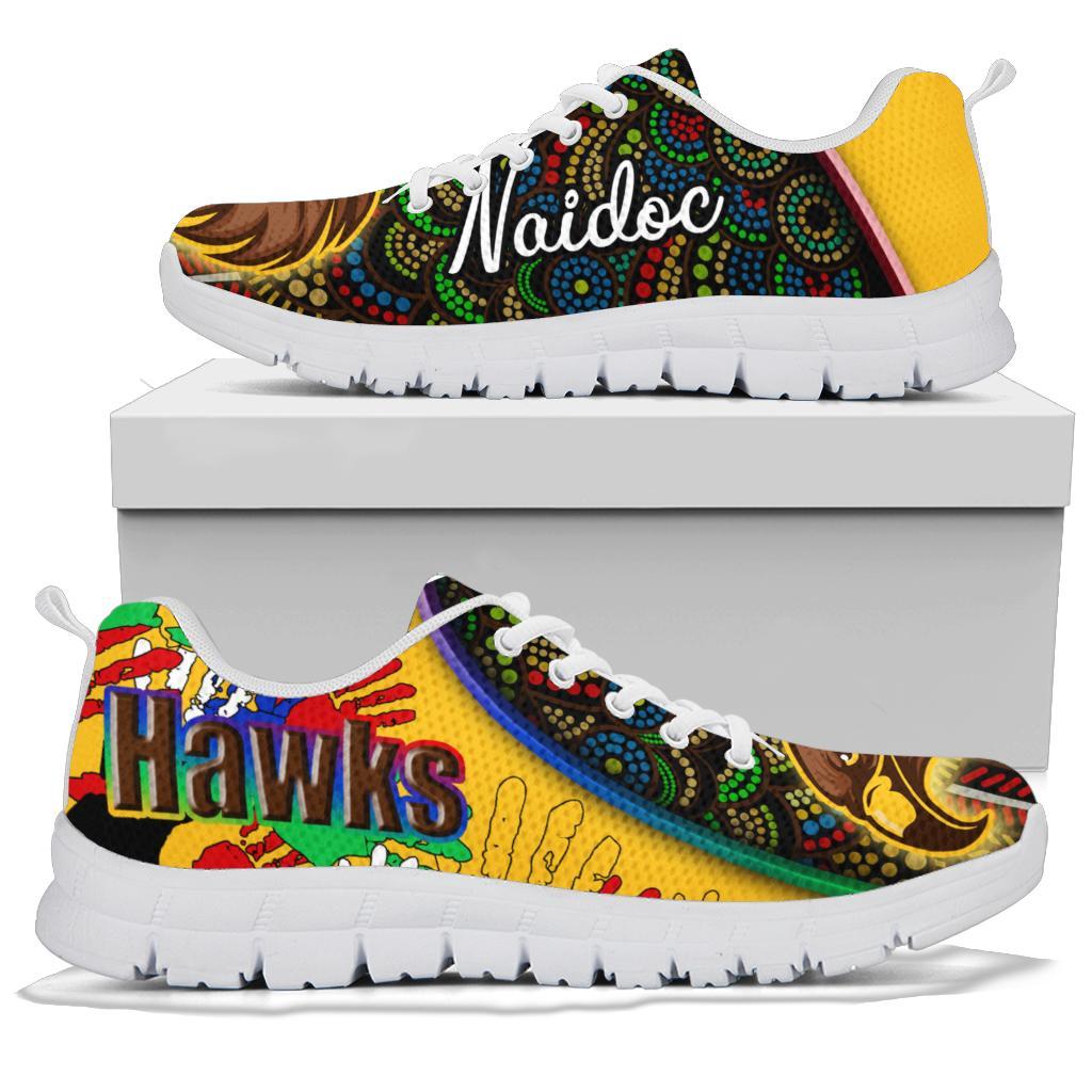 Pride Hawks Sneakers Hawthorn NAIDOC Week Aboriginal Version Special - White - Vibe Hoodie Shop