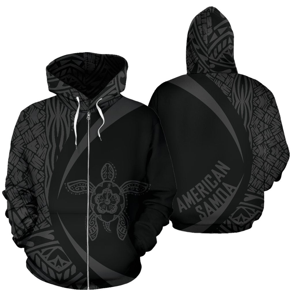 American Samoa Turtle Polynesian Zip Up Hoodie - Circle Style 01 - Vibe Hoodie Shop