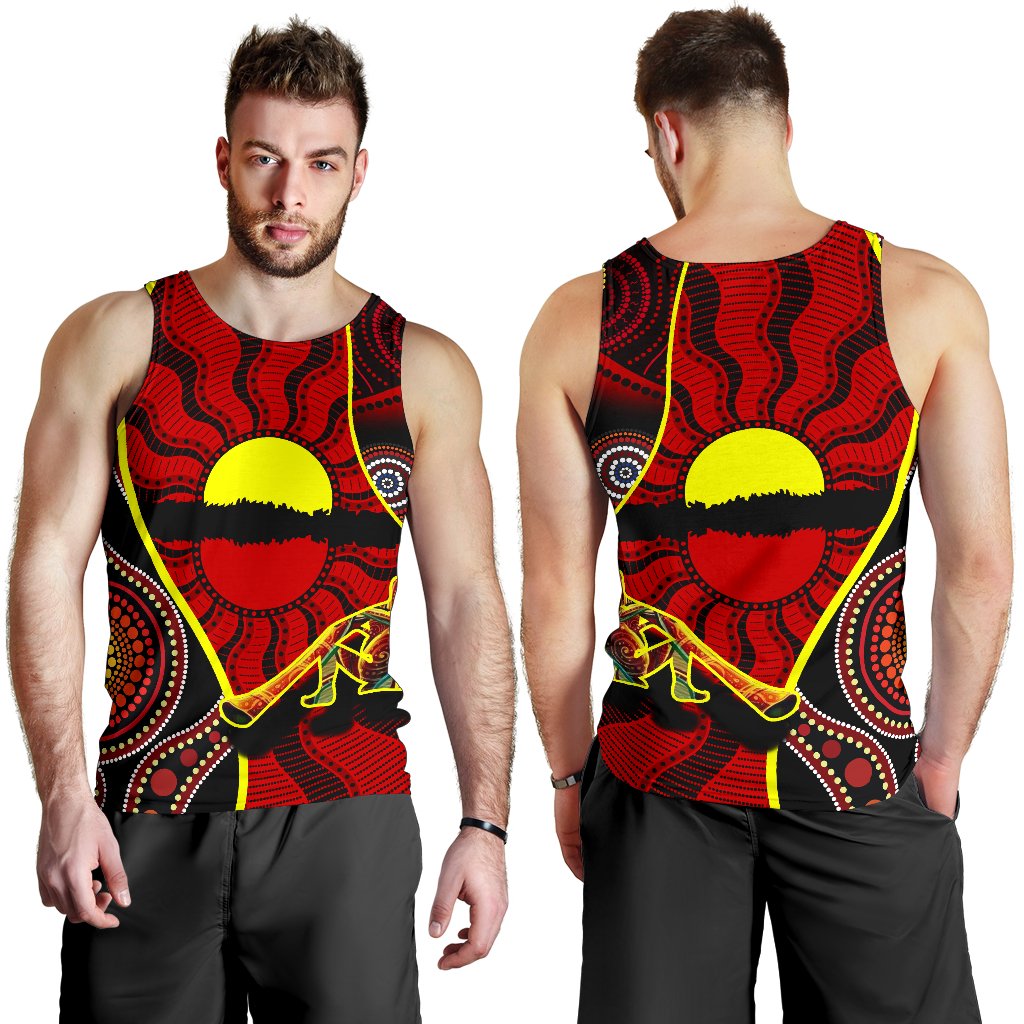 Men's Tank Top - Australia Aboriginal Dots With Didgeridoo - Vibe Hoodie Shop