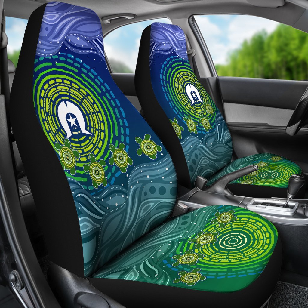 Torres Strait Islanders Car Seat Covers - Aboriginal Turtle - Vibe Hoodie Shop