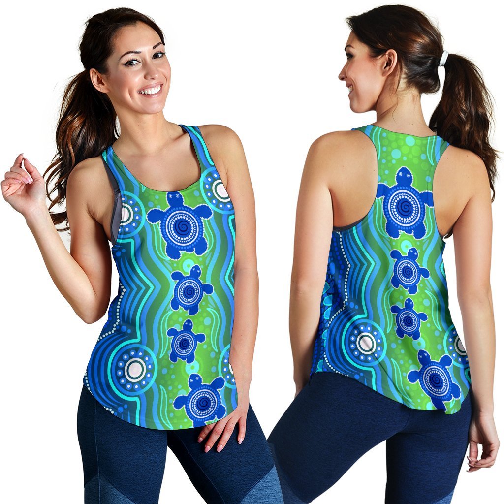 Aboriginal Women's Raceback Tank - Aboriginal Turtle Family - Vibe Hoodie Shop