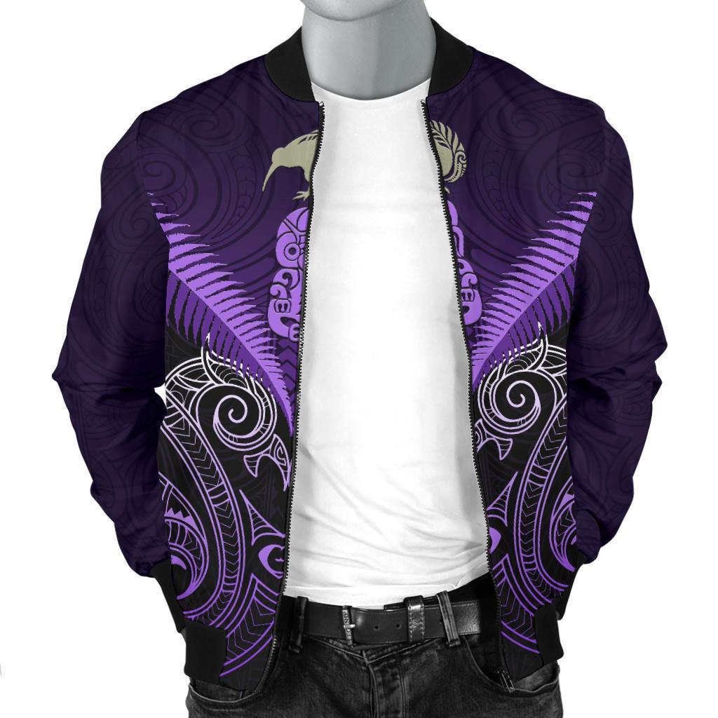 Maori Manaia New Zealand Men Bomber Jacket Purple - Vibe Hoodie Shop