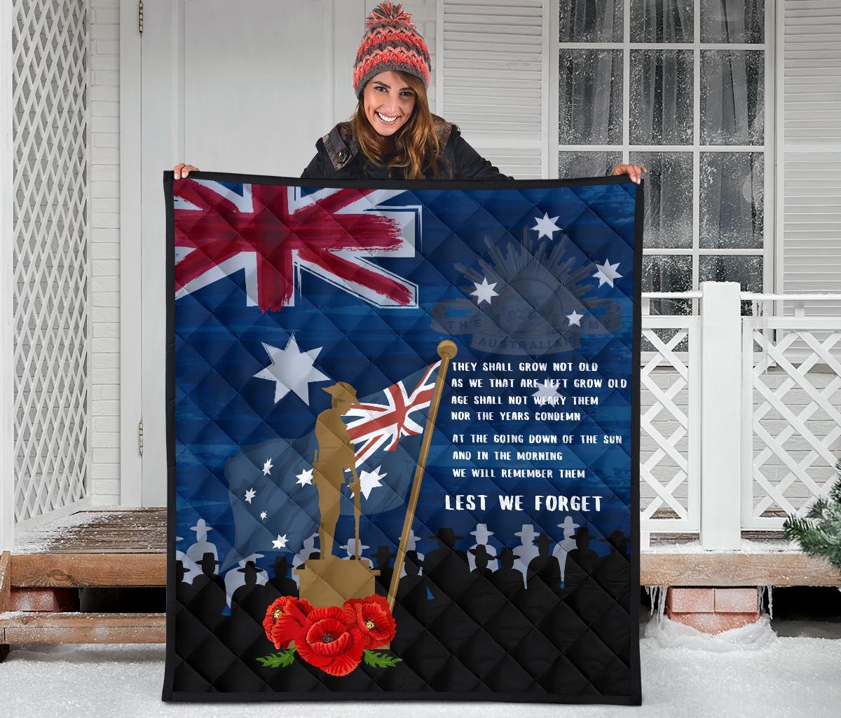 ANZAC Premium Quilt - Always Remember Australian ANZAC Day - Vibe Hoodie Shop