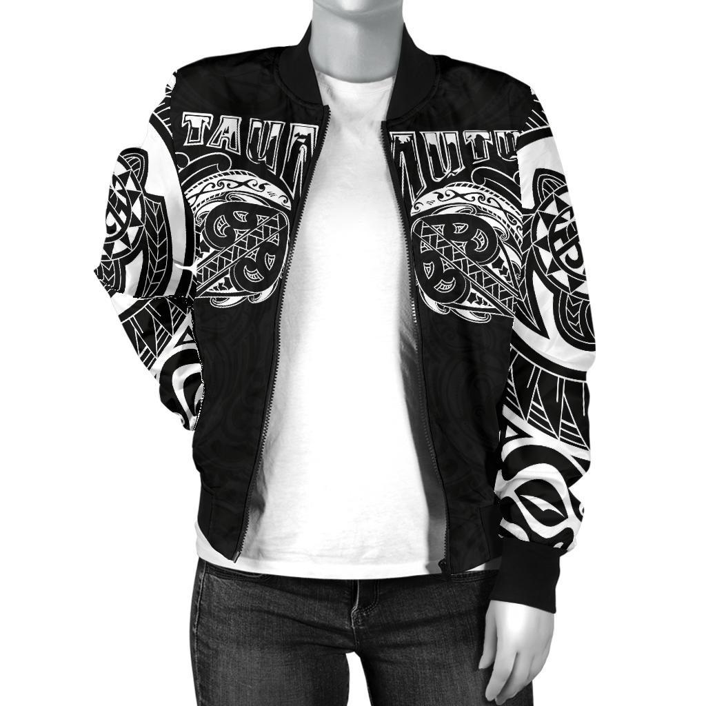 New Zealand Women's Bomber Jacket, Maori Taumutu Tattoo - Vibe Hoodie Shop