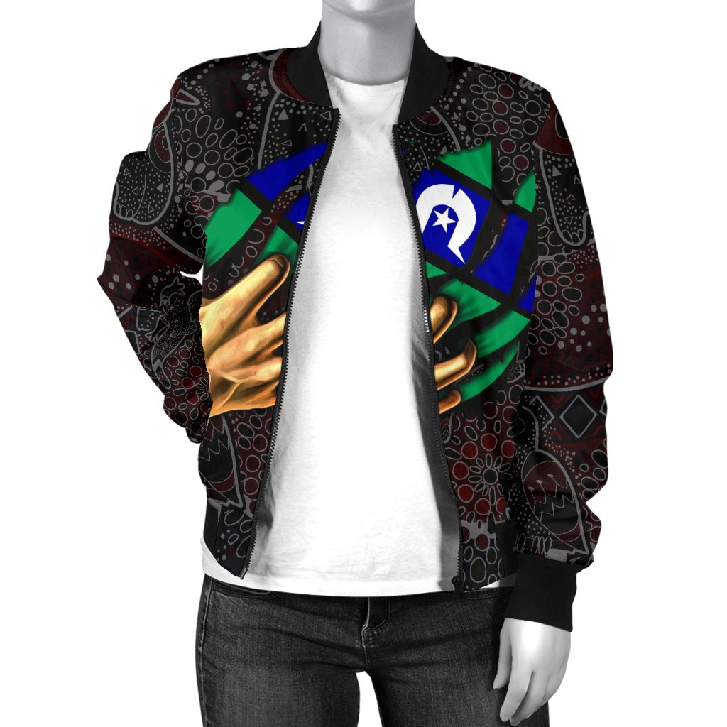 Aboriginal WoMen's Bomber Jacket - Torres Strait Blood In Me - Vibe Hoodie Shop